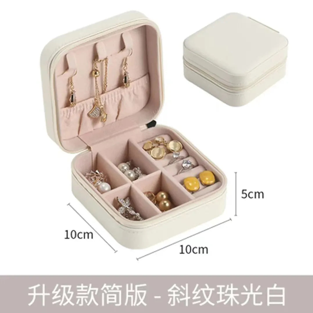 Portable Jewelry Box Jewelry Organizer Display Travel Jewelry Case Boxes Jewelry Leather Storage Zipper Jewelers Jewelry Box