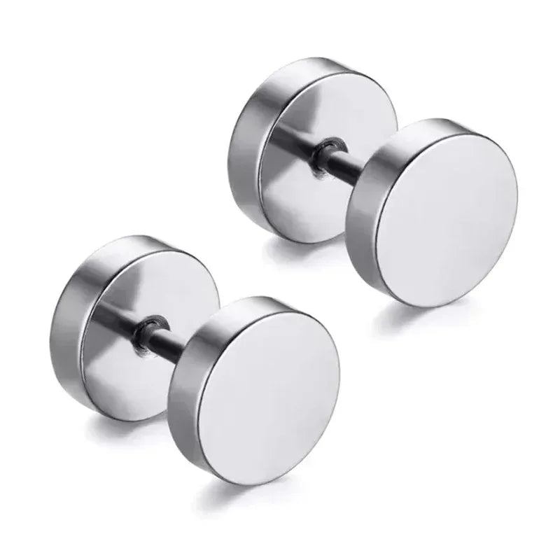 1Pair Stainless Steel Round Circle Stud Earrings For Men Women Not Fade Ear Rings Jewelry