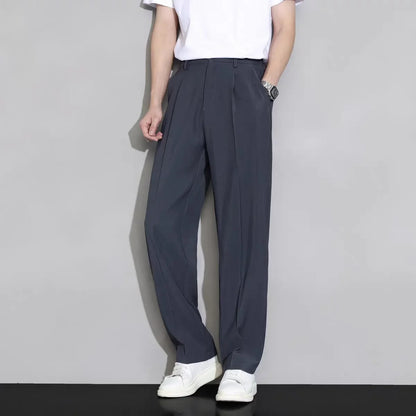 Summer Thin Suit Pants Men's Casual Trousers Loose Fit Straight Leg High End Trousers Dropshipping Fashion Sense