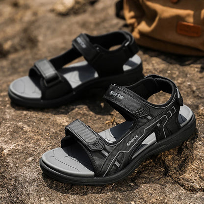 Classic Black Men's Sandals for Summer Wear-Resistant Breathable Beach Wading Shoes Outdoor Casual Walkig Sandals
