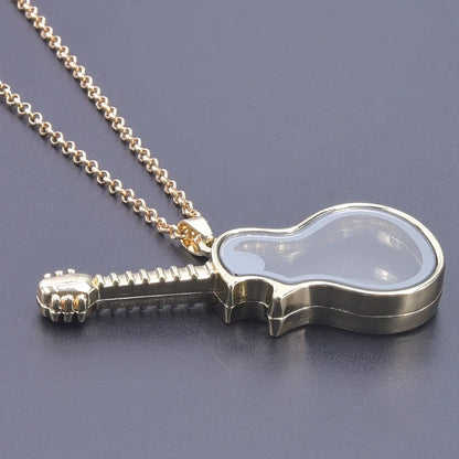 Glass Metal Gold Color Heart Round Water Drop Relicario Photo Locket Necklace Rhinestone Floating Charm O-shaped Chains Necklace