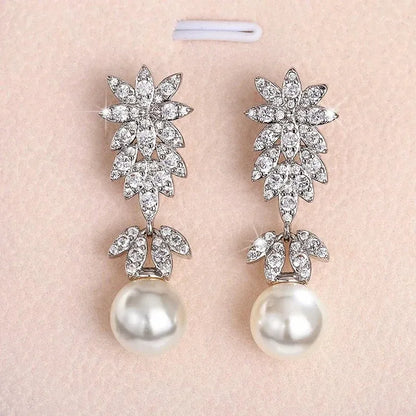 925 Sterling Silver Aesthetic Flower Long Hanging Pearl Earrings Exquisite Earrings New for Women Wedding Jewelry