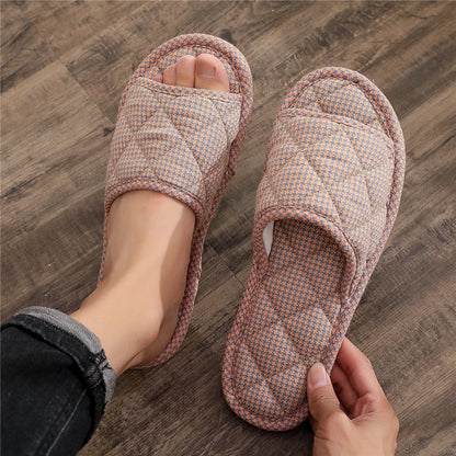 New Pure Cotton Indoor Home Slippers Anti-Slip Cloth Bot Silent for Wooden Floor Spring Summer Women's Slippers Home Comfort