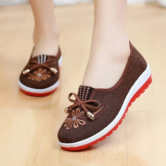 women retro light weight anti skid comfort spring & summer flat loafers lady chinese classic dance shoes zapatos de mujer a66