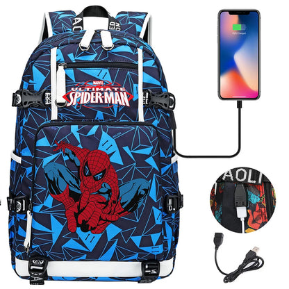 Superhero Spiderman School Backpack Travel Bags Large Waterproof Multifunction USB Charging Backpacks Travel Sport Duffel Bag