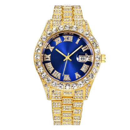 16mm Hip Hop Miami Cuban Link Chain Set Necklace +Watch+Bracelet Creative Iced Out Shiny Trendy Stylish Jewelry For Women Men
