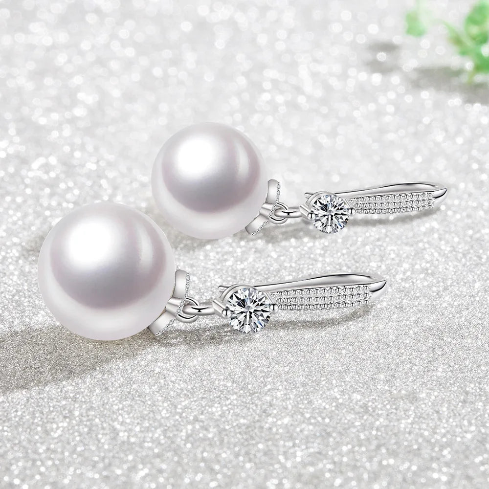 925 Sterling Silver Women's New Jewelry Original Fashion Crystal Pearl Drop Earrings XY0001
