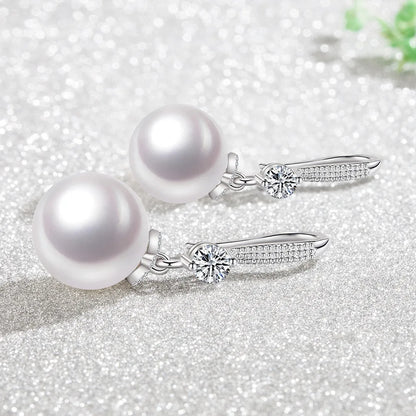 925 Sterling Silver Women's New Jewelry Original Fashion Crystal Pearl Drop Earrings XY0001