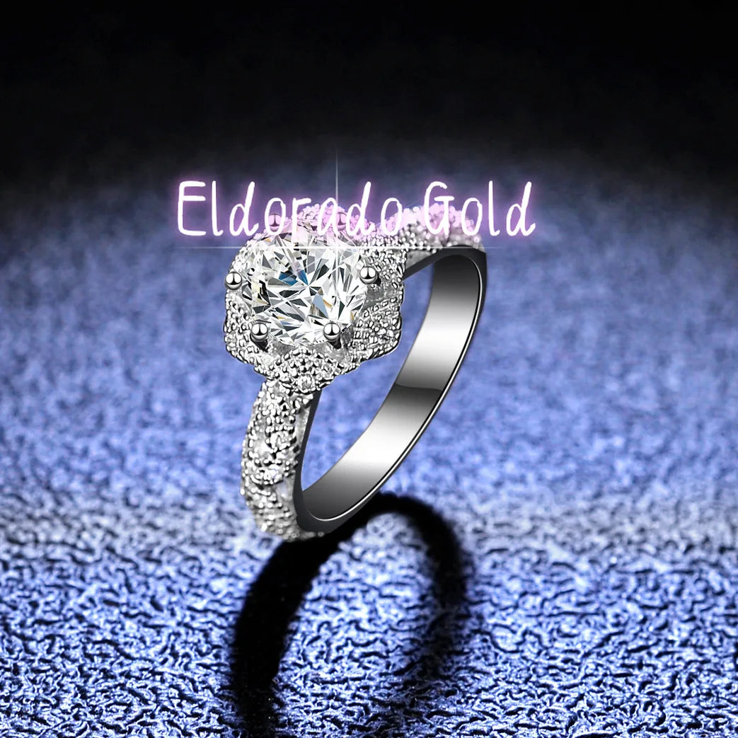 2025 Boutique PT950 Platinum Diamond Ring 1 Carat Moissanite Six-Clawed Female Ring Charming Fashion Women's Jewelry
