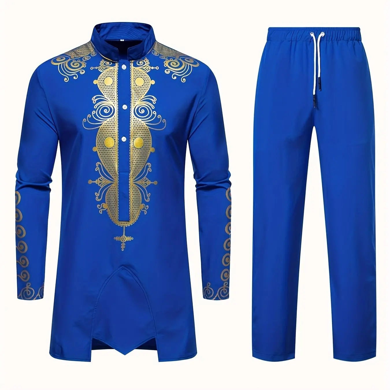 Traditional Culture Mens Suit Suit Muslim Suit Personalized 3D Printed Pattern Arabian Dress Loose Breathable Two Piece Suit