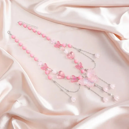 Exquisite Butterfly Pendant Necklace for Women Charm Fashion Y2K Accessories Wedding Party Jewelry Gift Long Layered Necklace