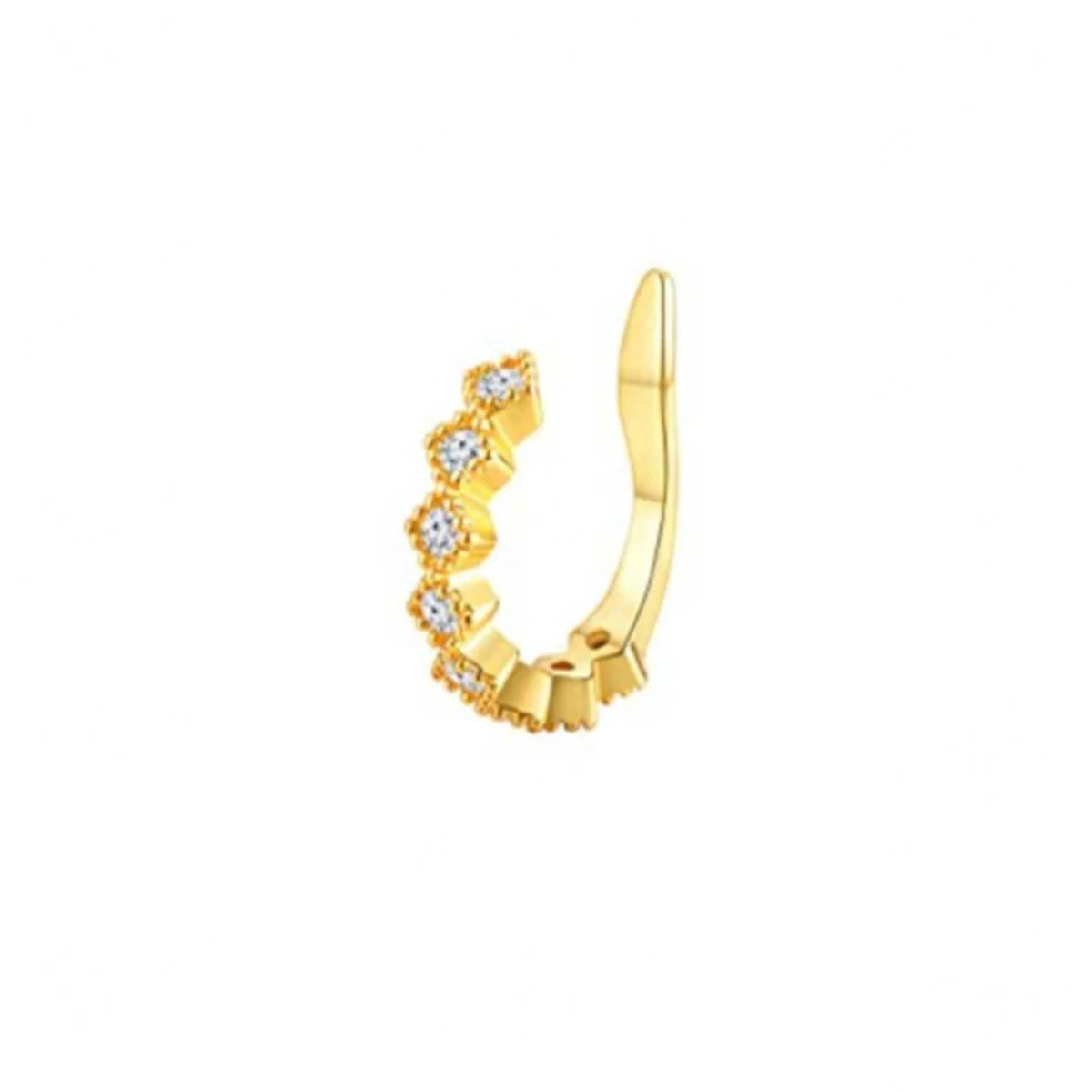 1Pc Hypoallergenic Huggie Earring Cuff for Women Men, Sparkling Cubic Zerconia Fake Carilage Clip On Ear No Piercing Jewelry