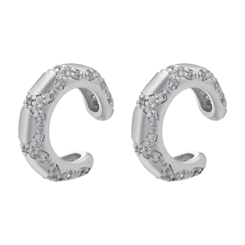 ZHUKOU C shape Female Ear Cuffs No Piercings earrings fake cartilage earring for Women Fashion 2023 Jewelry wholesale VE963