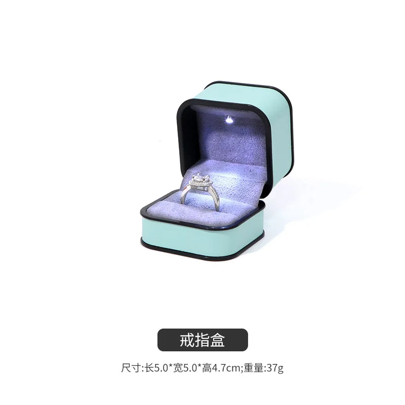 LED Enhanced Jewelry Box Round Black Frame Organizer for Rings Necklaces Bracelets Boutique  Gift Packaging