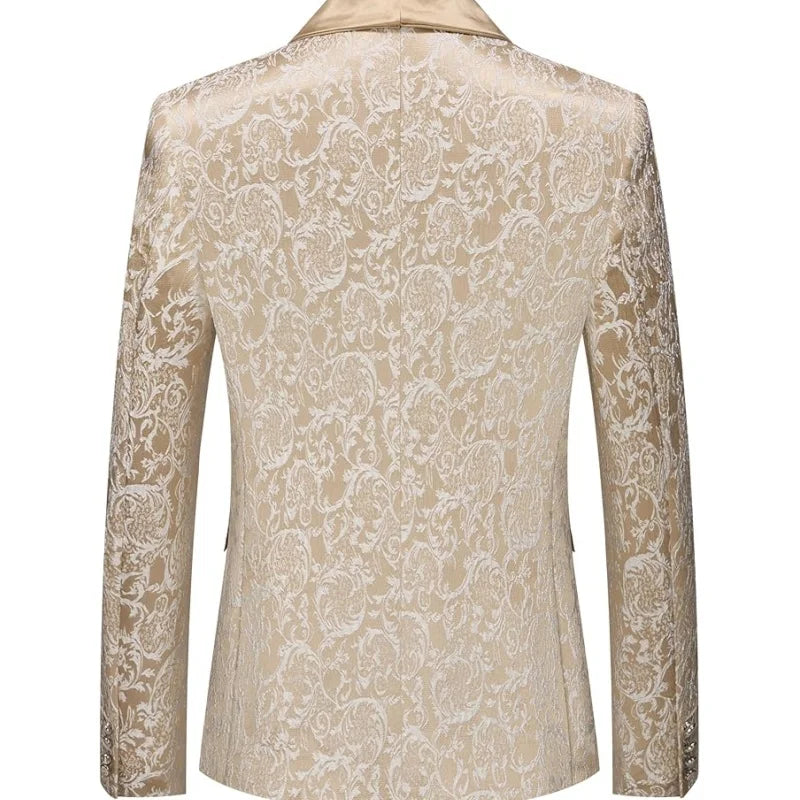 Men's 3-Piece Slim Fit Suit Set | Wedding & Prom Tuxedo (Blazer+Vest+Pants) for Formal Events & Groom Attire Breathable Lining