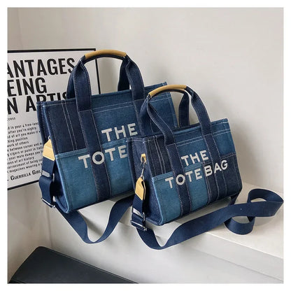 Fashion Patchwork Denim Tote Bag Designer Letters Women Handbags Luxury Shoulder Crossbody Bags Casaul Big Shopper Purses 2023