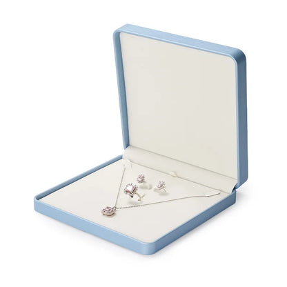 Oirlv Blue Jewelry Box Gift Boxes PU Leather Jewelry Boxes Wholesale Blue Wedding Ring Earring Bracelet Necklace Jewelry Box Set