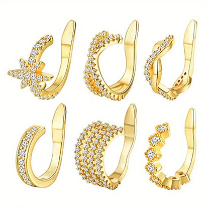 1Pc Hypoallergenic Huggie Earring Cuff for Women Men, Sparkling Cubic Zerconia Fake Carilage Clip On Ear No Piercing Jewelry