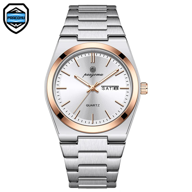 PAAZOMU Luxury Sport Man Watch Military Waterproof Luminous Date Week Men Watch Stainless Steel Quartz Men's Watches Male Clock
