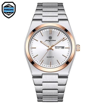 PAAZOMU Luxury Sport Man Watch Military Waterproof Luminous Date Week Men Watch Stainless Steel Quartz Men's Watches Male Clock