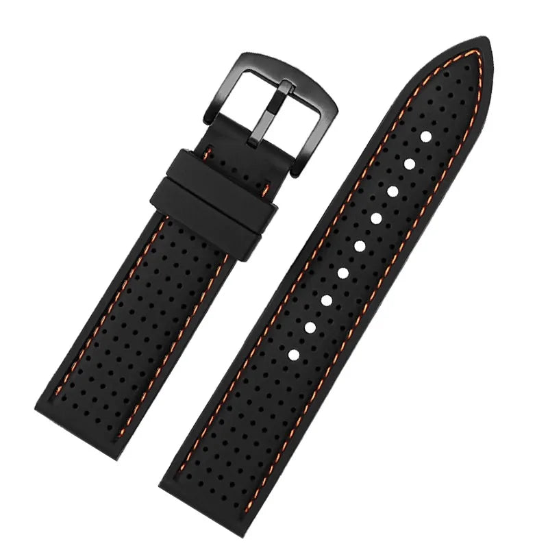 For Mido Watch with Silicone Soft Waterproof Commander Series Helmsman Series Orange Rudder Beren Saili Series Men's 20 22 24mm