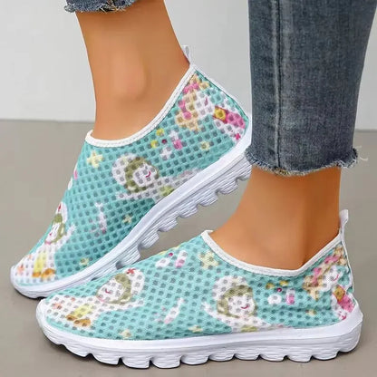 Ladies Loafers Cartoon Nurse Doctor Print Women Sneakers Slip on Light Mesh Casual Shoes Summer Breathable Flats Zapatos