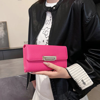 Women Wallet PU Leather Female Purse Fashion Solid Color Minimalist Coin Pocket Long Design Clutch Ladies Business Money Bag