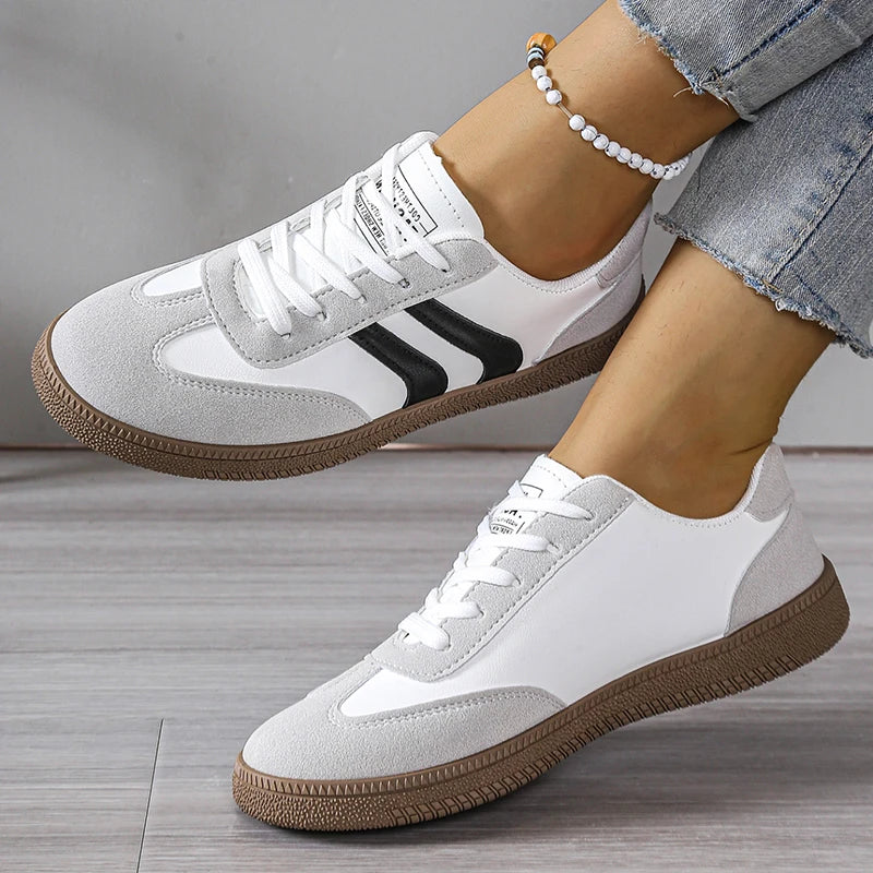 Spring Autumn Platform Sneakers Women Fashion Mixed Colors Lace-Up Sport Shoes Woman Comfortable Non Slip Flat Trainers Female