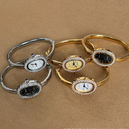 Famous Brand Women Watch Diamond Encrusted Oval Dial Quartz Wristwatch Luxury Gift Bracelet Watch Dropshipping Clock Reloj Mujer