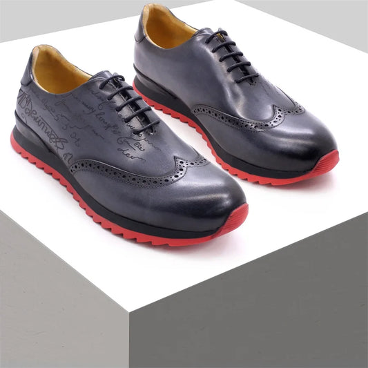 High-end Leather Casual Shoes Lace-up Handmade Shoes Fashionable and Comfortable Men Shoes Office Men's Brogue Shoes