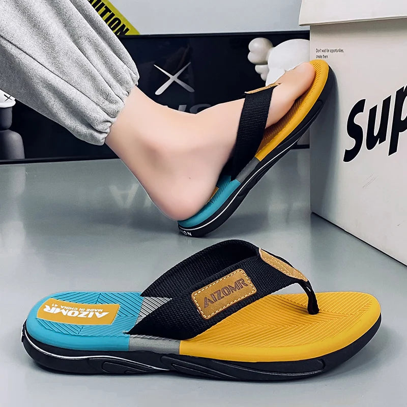 Men's Slippers, Summer Outer Wear Flip-Flops, Men's Non-Slip Flip-Flops, Deodorant Beach Sandals, Men's Style