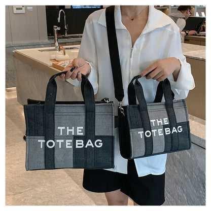 Fashion Patchwork Denim Tote Bag Designer Letters Women Handbags Luxury Shoulder Crossbody Bags Casaul Big Shopper Purses 2023