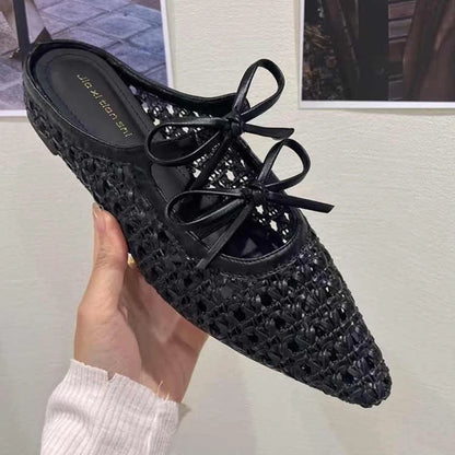 Summer Hollow Out Women Mules Slippers Elegant Butterfly-knot Slides Ladies Outdoor Street Style Sandalias