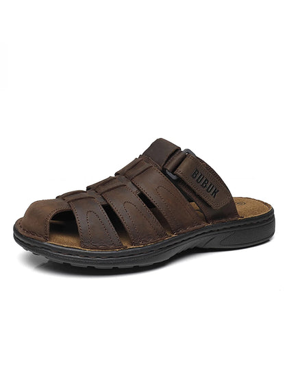 First-Layer Cowhide Men's Sports Sandals, Open-Toe Outdoor 防滑 Sandals, Casual Men's Shoes, Outdoor Fashion Beach Shoes, Li