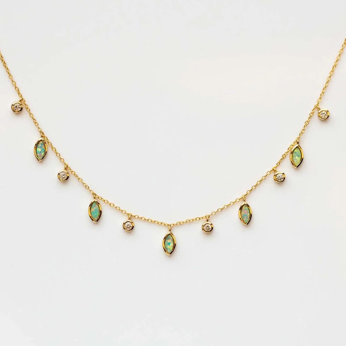 DPLAOPA 925 Sterling Silver Gold Opals Pearl Charm Pendant Crystal Long Choker Necklace 2024 Women Luxury Fine Jewelry