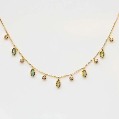 DPLAOPA 925 Sterling Silver Gold Opals Pearl Charm Pendant Crystal Long Choker Necklace 2024 Women Luxury Fine Jewelry