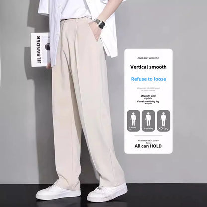 Summer Thin Suit Pants Men's Casual Trousers Loose Fit Straight Leg High End Trousers Dropshipping Fashion Sense