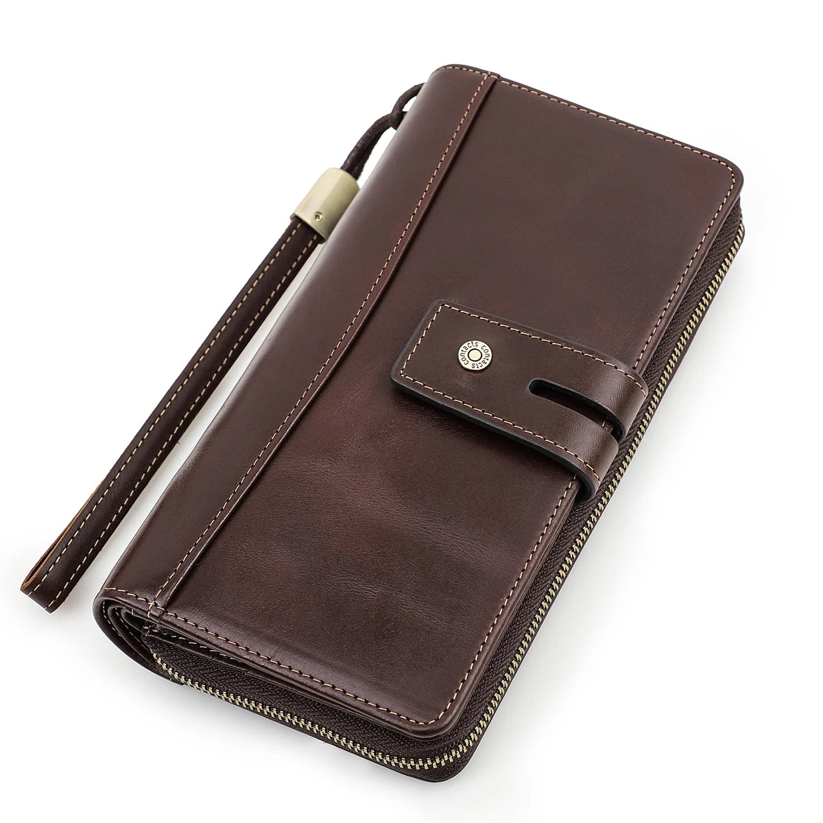 Men Clutch Wallets Casual Genuine Leather Long Wallet Zipper Coin Purse With Card Holder Large Capacity For Cell phones Engraved