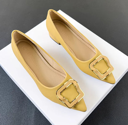 Womens Shoes Super Big Size 45 3cm Block Working Heels Pumps Pointy Toe Microfiber Soft Leather Slip-On Green Royal Blue Newest
