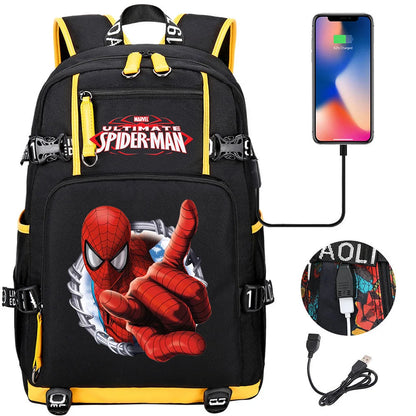 Superhero Spiderman School Backpack Travel Bags Large Waterproof Multifunction USB Charging Backpacks Travel Sport Duffel Bag