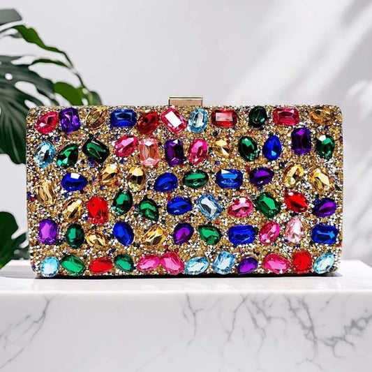 Luxury Diamond Clutch Bag Elegant Stylish Multi-color Square Fashionable Dress Cheongsam  Evening Bag for Wedding Dinner Party