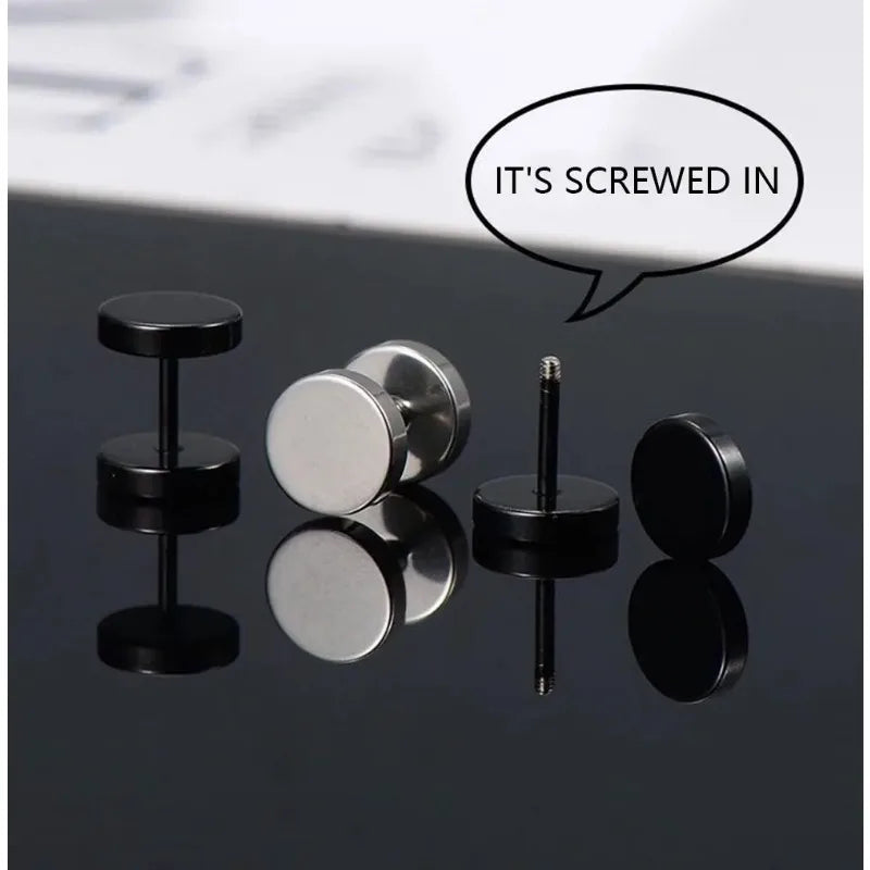 1Pair Stainless Steel Round Circle Stud Earrings For Men Women Not Fade Ear Rings Jewelry