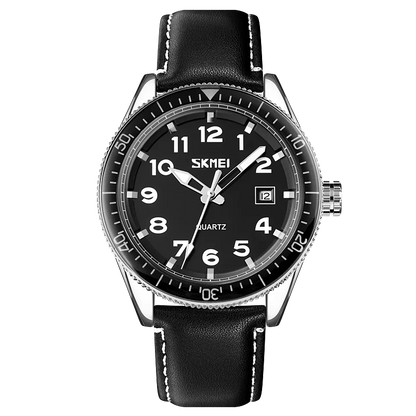 SKMEI 9232 Luxury Simple Sport Waterproof Men Business Mens Quartz Watches Leather Dial Wristwatches Calendar Clock Reloj Hombre