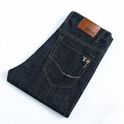 Plus Size 28-42 Men's Jeans Spring Summer Thin Business Classic Stretch Straight Denim Pants Male Brand Casual Loose Trousers