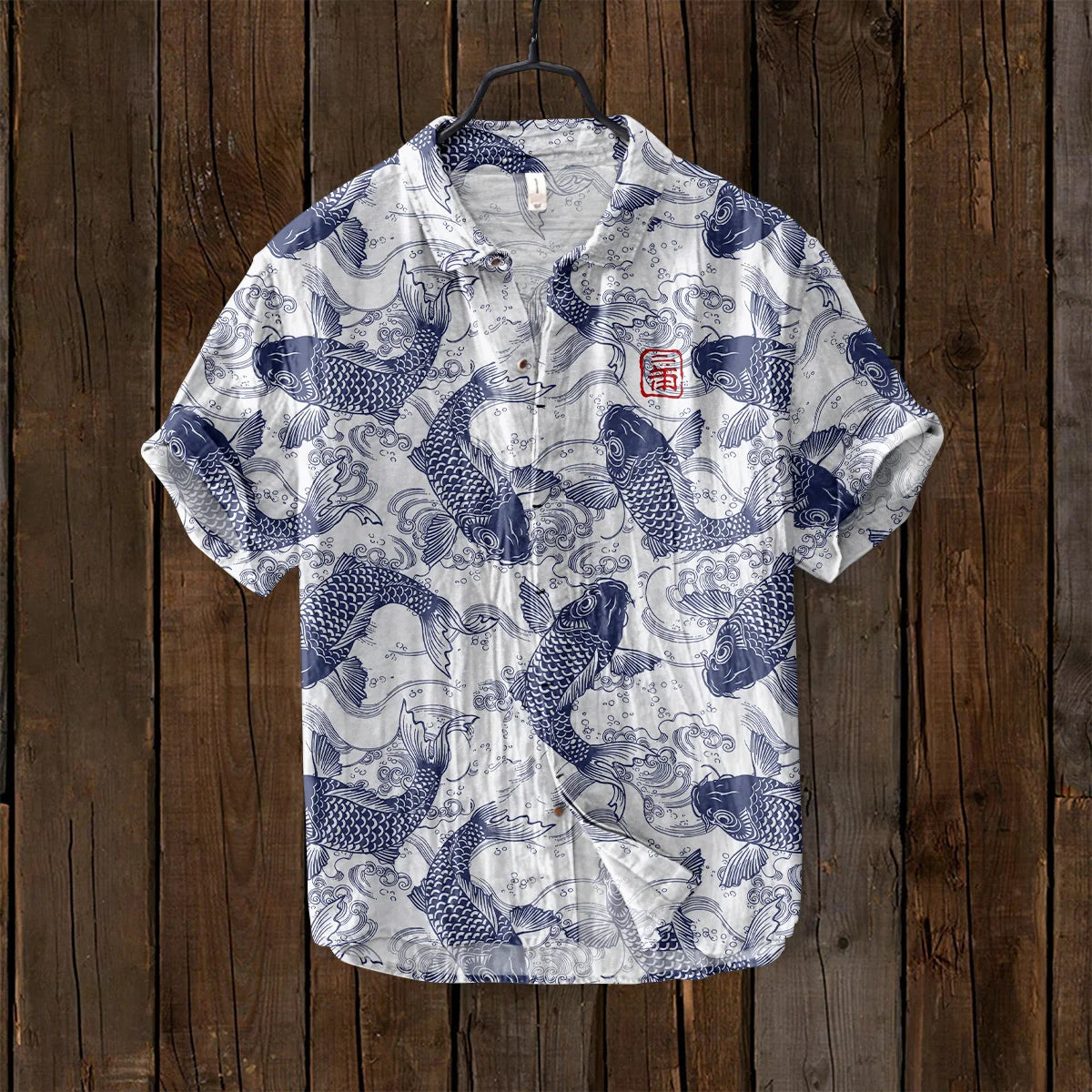 Hawaiian Shirt with Bamboo Joint, Plum Blossom, Sunrise Print, Japanese Art Linen, Leisure Holiday,  Cardigan, Flip Collar, New