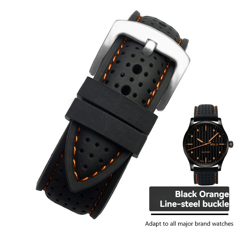 For Mido Watch with Silicone Soft Waterproof Commander Series Helmsman Series Orange Rudder Beren Saili Series Men's 20 22 24mm