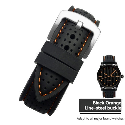 For Mido Watch with Silicone Soft Waterproof Commander Series Helmsman Series Orange Rudder Beren Saili Series Men's 20 22 24mm