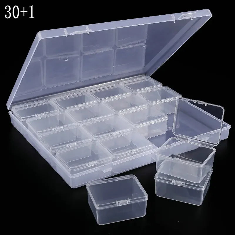 Small Bead Organizer Cases Plastic Organizer Box Mini Clear Bead Storage Container Box with Hinged Lid for DIY Jewelry Supply