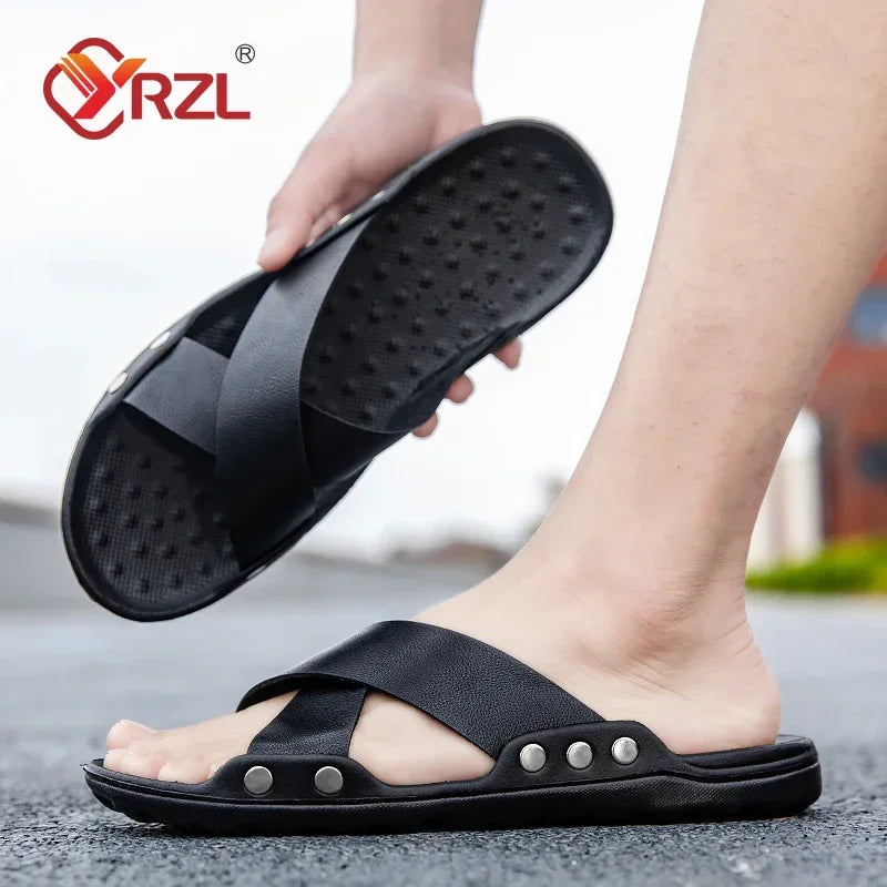 YRZL Men's Shoes Summer Slippers Mens Indoor Slides Casual Sandals Man Lightweight Breathable Beach Slippers for Men Sandals