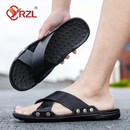 YRZL Men's Shoes Summer Slippers Mens Indoor Slides Casual Sandals Man Lightweight Breathable Beach Slippers for Men Sandals